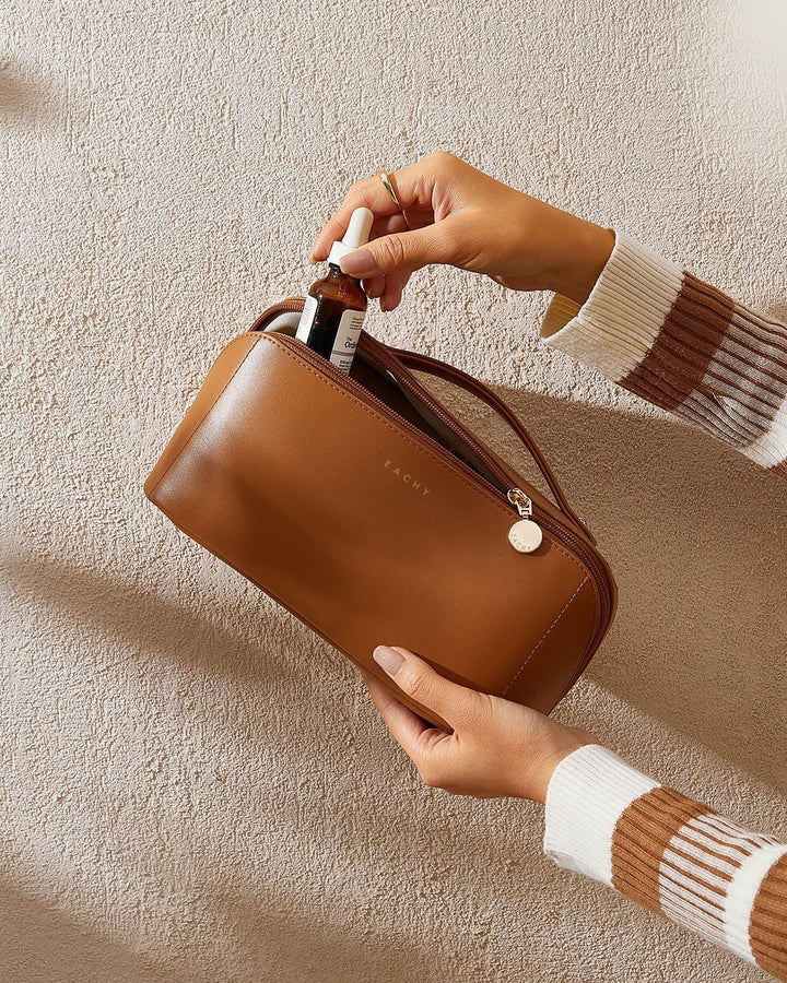 Travel Makeup Bag,Large Capacity Cosmetic Bags for Women,Waterproof Portable Pouch Open Flat Toiletry Bag Pattern Makeup Bag