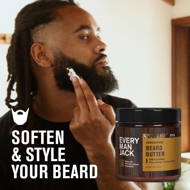 Beard Butter- Subtle Sandalwood Fragrance - Hydrates and Styles Dry, Unruly Beards While Relieving Itch - Naturally Derived with Shea Butter and Coconut Oil - 4-Ounce (2 Pack)