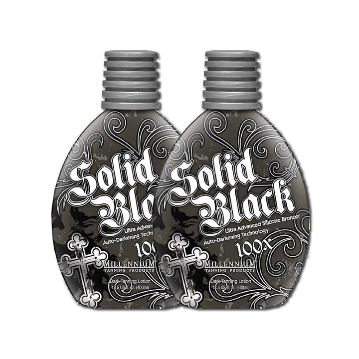 SOLID BLACK 100X Dark Tanning Lotion Indoor Outdoor Tan Enhancing Silicone Bronzer Tanning Bed Lotion 13.5 Fl Oz (400 Ml)