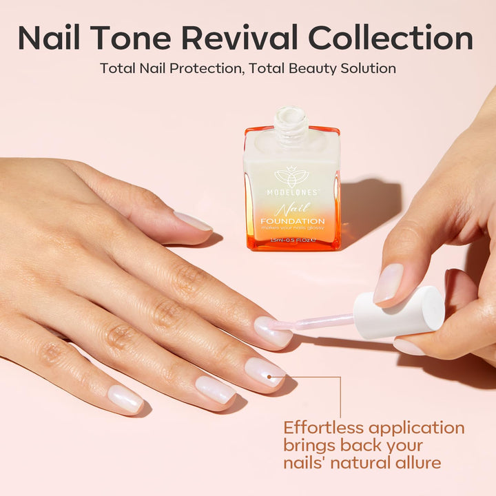 Nail Strengthener, Milky White Nail Polish Natural Nail Concealer Foundation Air Dry Nail Growth Polish for Damaged Nails Imperfection Masking Gifts for Women 15Ml