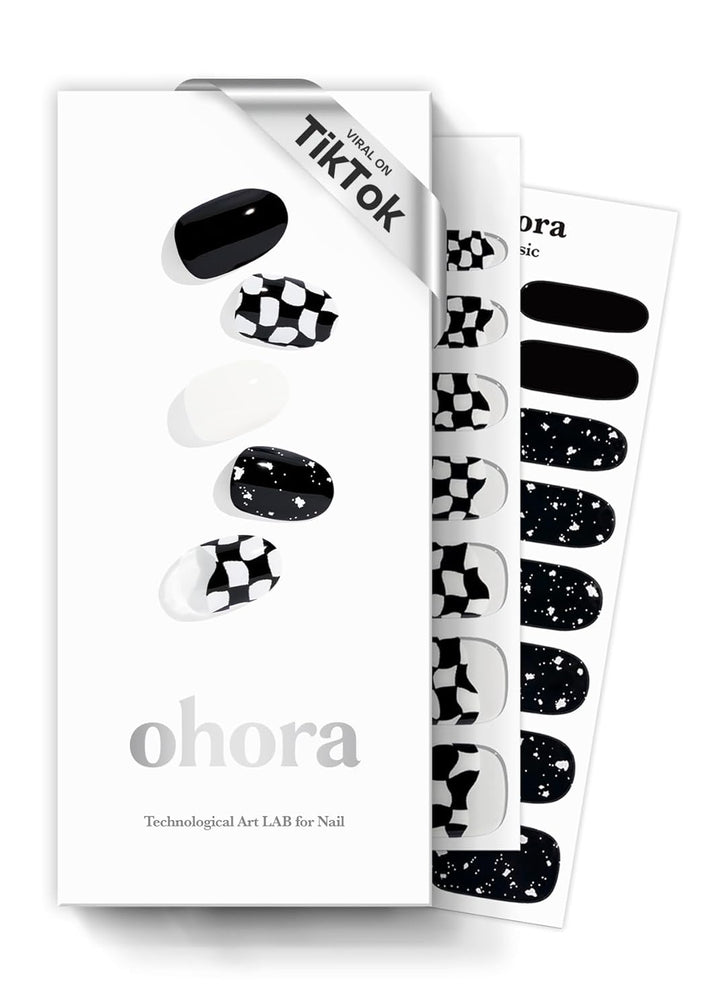 Semi Cured Gel Nail Strips (N Onyx) - Dark, Solid, Works with Any UV/LED Lamps, Salon-Quality, Long Lasting, Easy to Apply & Remove - Includes 2 Prep Pads, Nail File & Wooden Stick