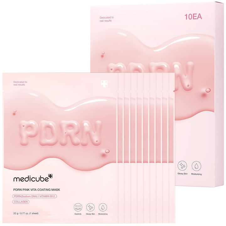 Salmon DNA PDRN Pink Vita Coating Sheet Mask 10EA - Korean Sheet Mask for Glass Skin - Luxurious Home Care Mask for Hydration, Firming, and Even Skin Tone, Korean Skin Care (22G 0.77 X 10Ea)