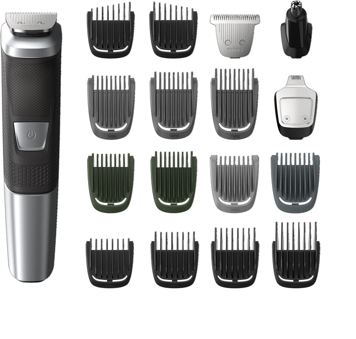 Multigroom Series 5000 18 Piece, Beard Face, Hair, Body and Intimate Hair Trimmer for Men - NO BLADE OIL MG5910/49
