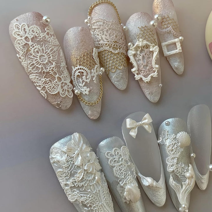 3D Lace Nail Art Molds Design, Silicone Nails Tool Y2K Decoration