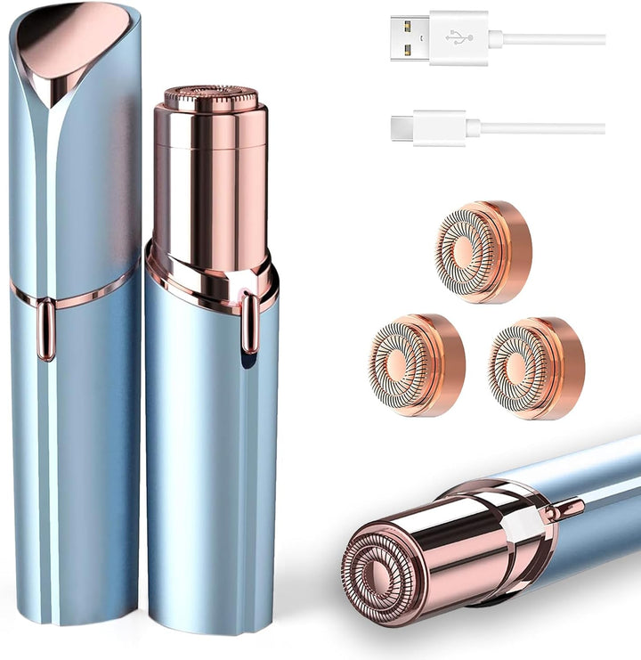Women Facial Hair Removal Device Battery Operated with 2 Replacement Heads,Ladies Face Shaver for Peach Fuzz Upper Lip,Chin,Facial Hair Removal for Women