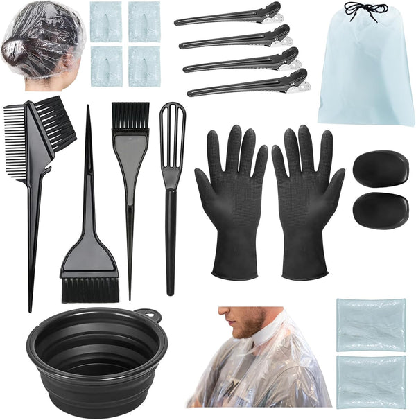 21Pcs Hair Dye Kit Professional Hair Coloring Products with Hair Dye Brush, 350Ml Hair Color Bowl, Hair Clips, Applicator, Earcover for Salon Bleaching & Hair Coloring at Home
