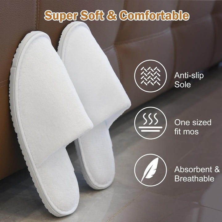 6 Pairs Disposable Slippers for Guests, Washable Spa Slippers House Slippers for Guests, Hotel Slipper Guest Slipper for Shoeless Home, Non Slip Indoor Slipper for Women Men