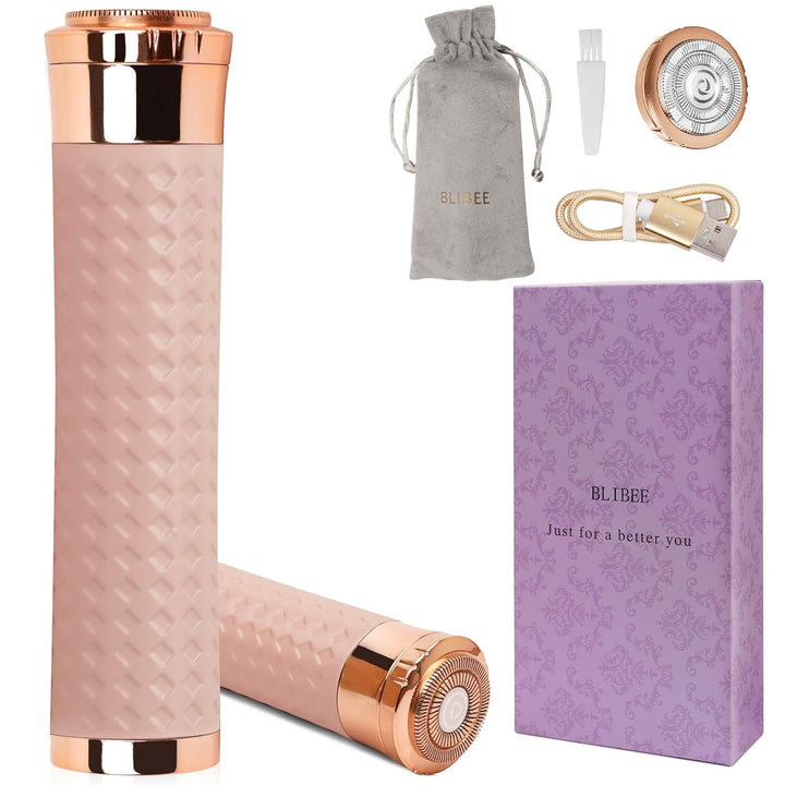 Facial Hair Removal for Women, Rechargeable Hair Removal Device, Painless Face Electric Razor/Shaver for Lip, Arms, Face, Peach Fuzz (Gold)