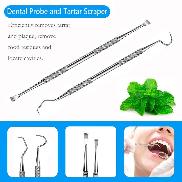 Dental Tools, Professional Plaque Remover Teeth Cleaning Tool Kit, Stainless Steel Dental Pick Tartar Scraper Tooth Cleaner, Oral Care Hygiene Set for Dentist Personal Pets with Storage Box