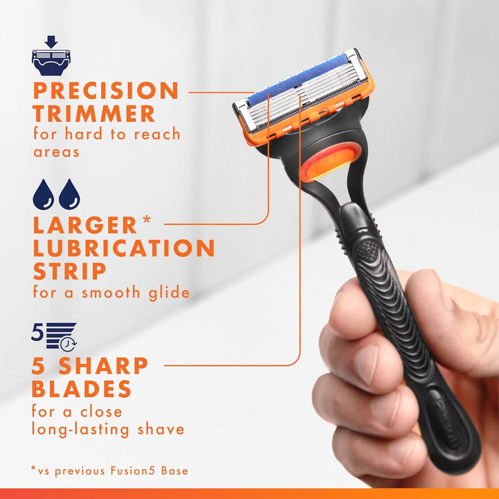 Fusion5 Razors for Men, 1 Razor, 4 Blade Refills, Lubrastrip for a More Comfortable Shave