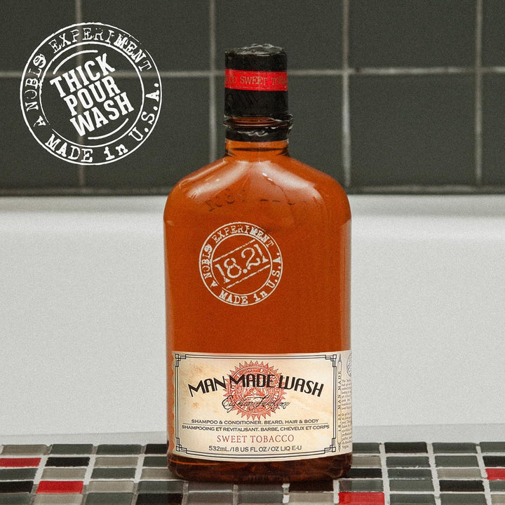 18.21 Man Made 3-In-1 Body Wash, Shampoo, & Conditioner for Men, All Hair & Skin Types, Strengthens and Moisturizes in a Manly Aroma, 18Oz