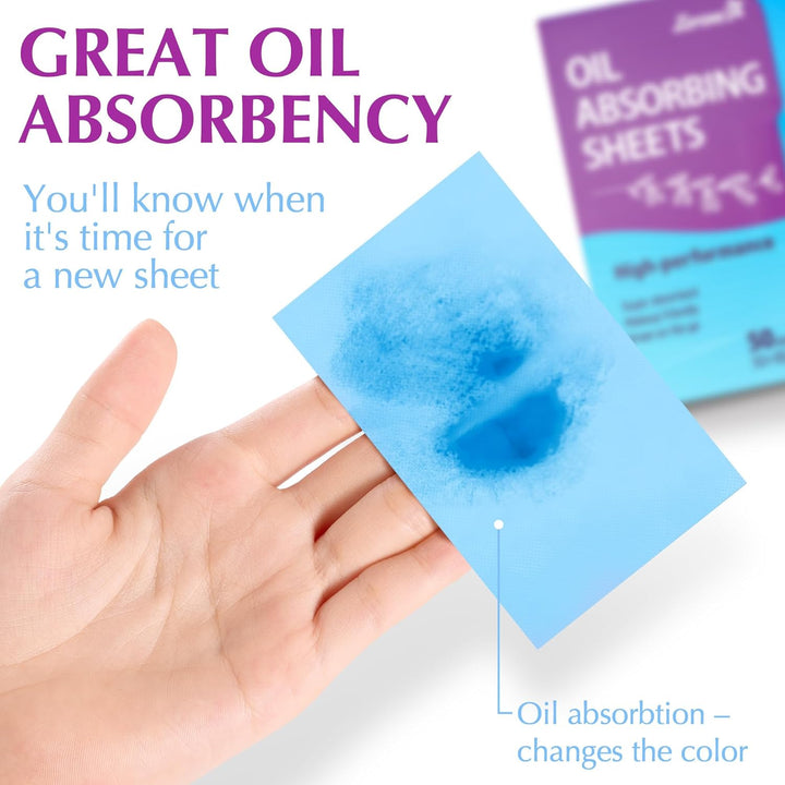 High-Performance Oil Absorbing Sheets for Face - 3 Pack (150 Sheets) - Makeup Friendly Blotting Papers for Oily Skin - Oil Blotting Sheets for Face