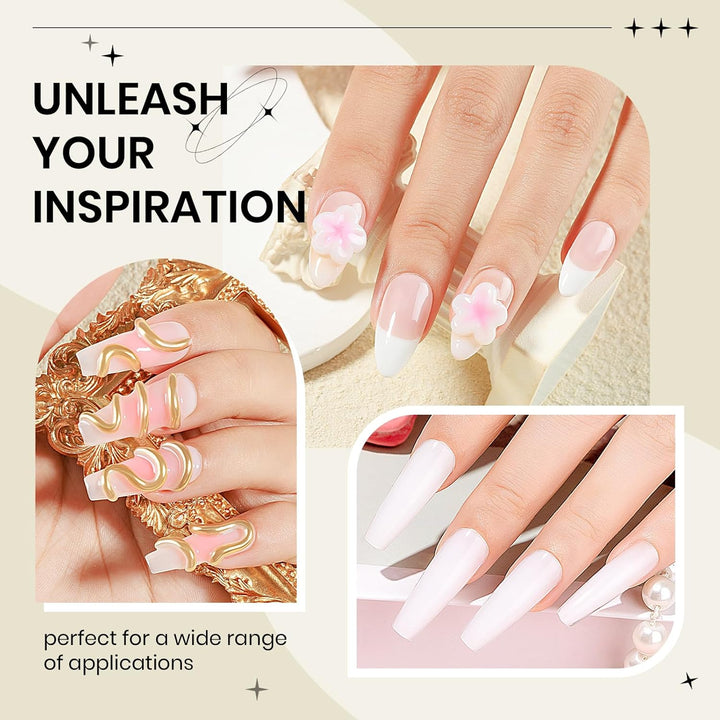 Solid Sculpture Builder Gel, 3D Nail Gel White Non-Stick Hand Nail Extension Gel for Carving Patterns Decoration Nail Art Emboss Hard Gel for Nails Mnicure DIY at Home 14G(0.49 Oz)