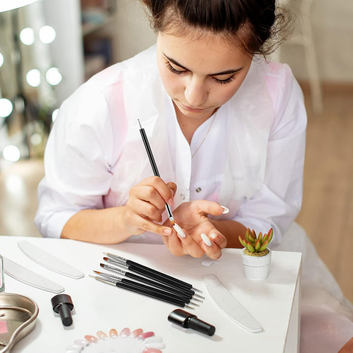 Nail Dotting Tools 6PCS Double-Ended Nail Art Brushes Kit Nail Art Gel Polish Liner Brushes Design Pen for Nail Drawing and Nail Paint Brushes Small Detail Brushes