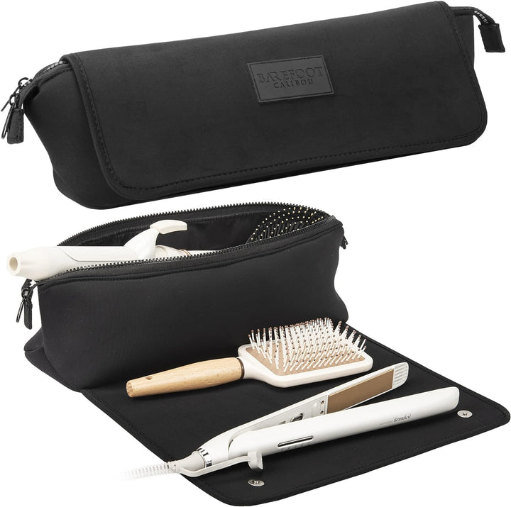 Hair Tools Travel Bag and Heat Resistant Mat for Flat Irons, Straighteners, Curling Iron, and Haircare Accessories, 2-In-1 Design, with Interior Pockets, Portable Organizer