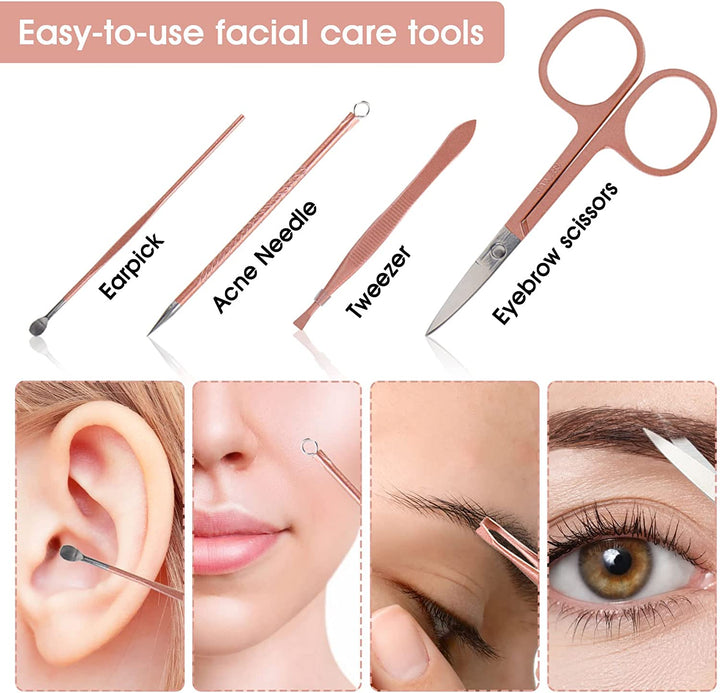 Nail Clippers and Beauty Tool Portable Set Manicure Set 12 in 1, with Pink Leather Bag, Suitable for Home, Workplace, Outdoor Travel, Gift Giving, Salon