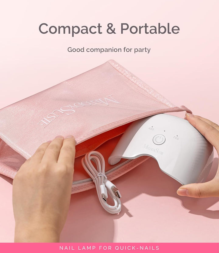 UV Nail Lamp, ART06F UV Light for Gel Nails, Nail Dryer with 2 Timer, Fast Curing Gel Nail Polish Nail Art Tools for Desk and Handheld Use, Starter-Friendly Mini Manicure Accessories-White