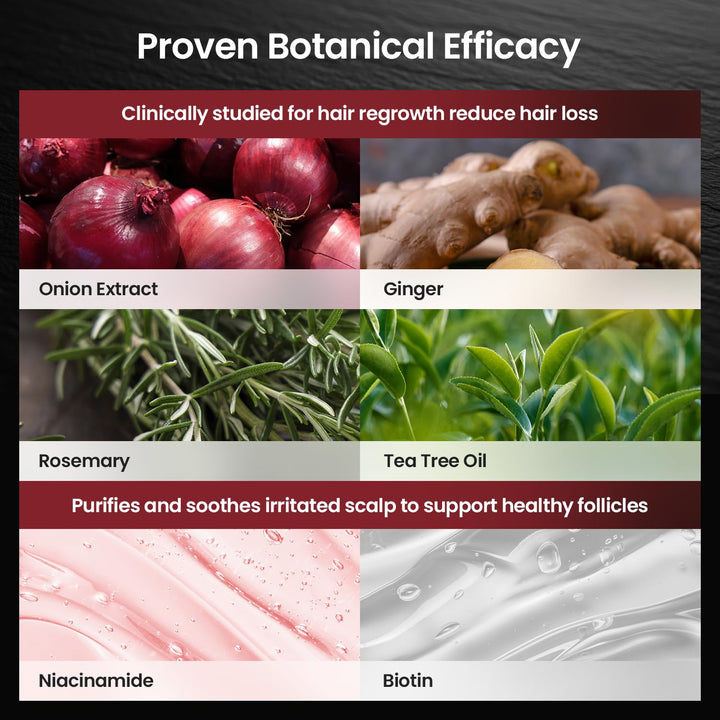 Onion & Biotin Hair Growth Shampoo: Infused with Natural Rosemary Tea Tree anti Hair Loss Shampoo - Scalp Smooths Thickening Formula Support Hair Regrowth for Women Men 12.5Fl Oz