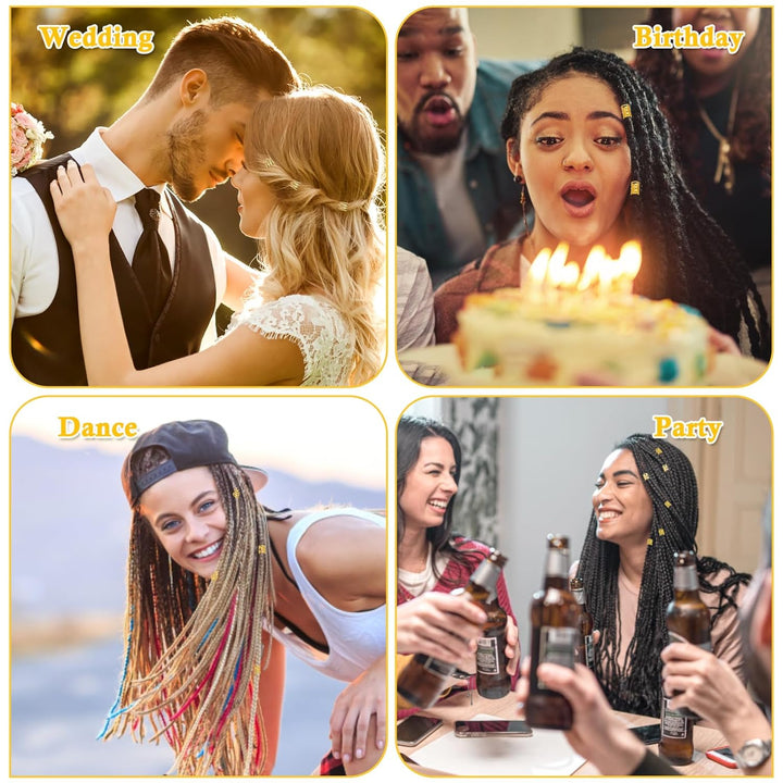 220 Pcs Gold Hair Jewelry for Braids, Loc Jewelry for Hair Dreadlock, Loc Charms for Women, Metal Gold Braids Rings Cuffs Clips for Dreadlock Accessories Clip Braids Extensions Decorations