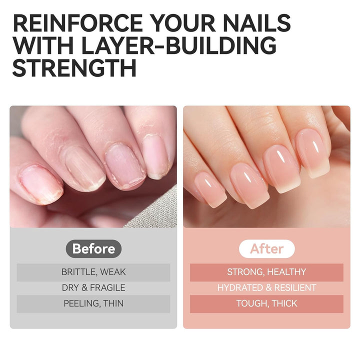Nail Growth Strengthener for Woman: Nude Blush 6 in 1 Natural Nail Hardener Extra Strong and Growth - Nail Polish Hardener for Weak and Damaged Nails