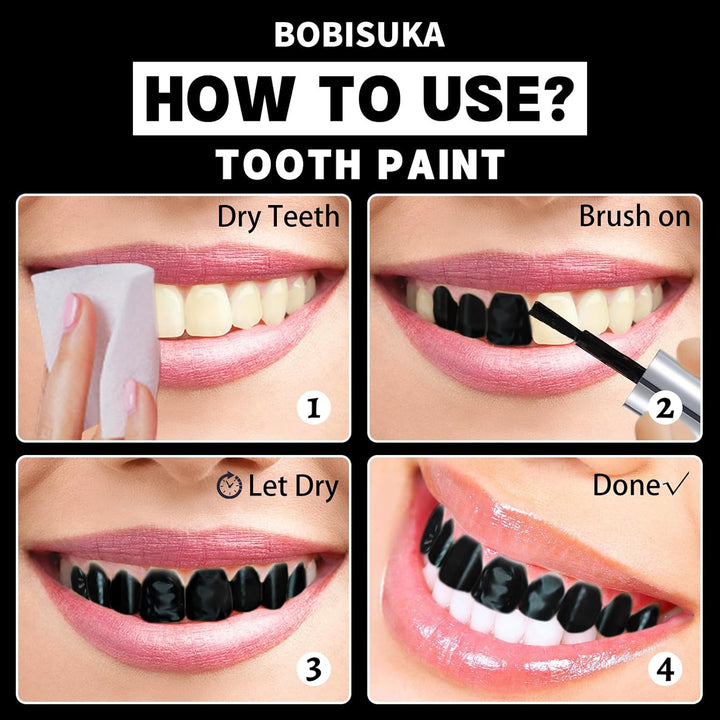 Black Tooth Paint, Professional Black Out Teeth Makeup Solution - Safe, Quick Dry & Realistic, Perfect for Cosplay, Halloween Makeup, Theater, and Special Effects (5 Ml)