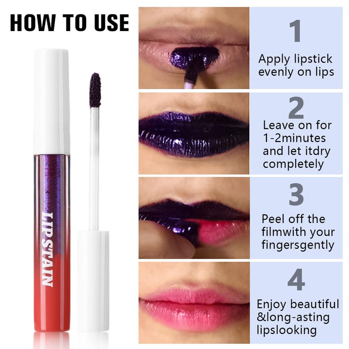 3Pcs Peel off Lip Stain Tints, Maroon Mauve Red Matte Liquid Lipstick Lip Stain Long Lasting Waterproof for Women, Non-Stick Cup Lipstick Peel off Highly Pigmented Not Faded Smudge-Proof Liptint