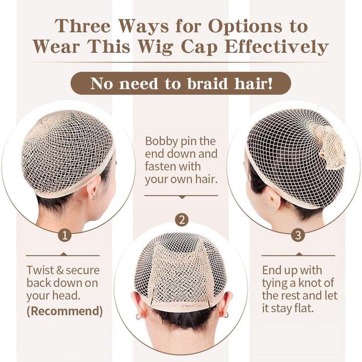 Wig Caps for Women, Hair Net for Wig, Mesh Wig Cap for Long Hair, Natural Nude, 2 Pieces