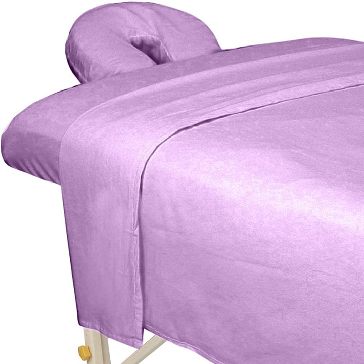 Forpro Premium Flannel 3-Piece Massage Sheet Set for Massage Tables, Includes Flat, Fitted Sheet, and Fitted Face Rest Cover, Natural