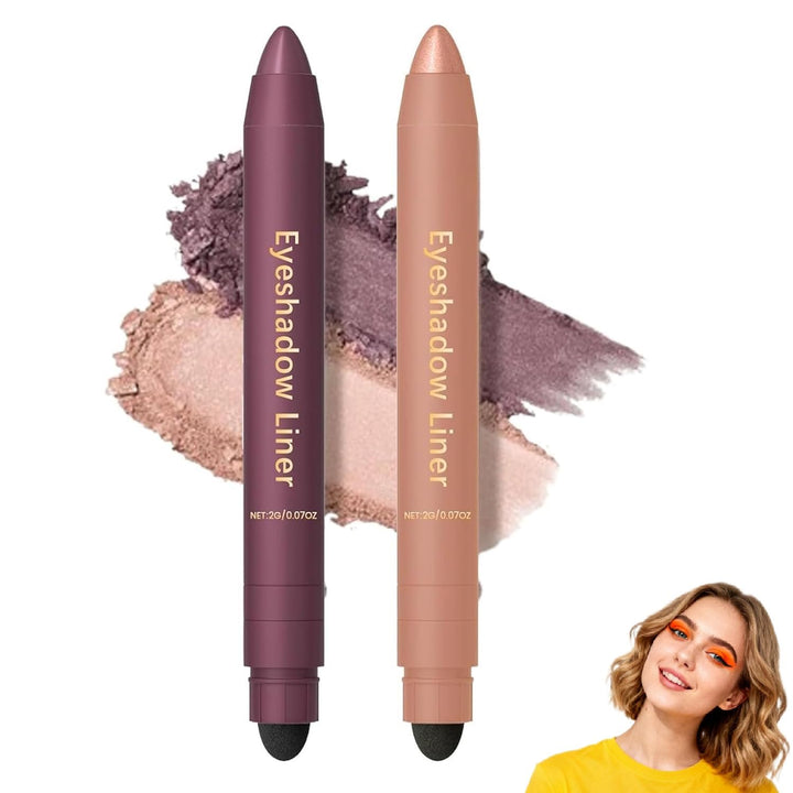 Shadow Liner Duo Plum: 2-In-1 Waterproof Eyeliner & Eyeshadow Stick, Smooth & Easy to Apply for Smoky or Natural Looks 6 Colors (2PCS-D)