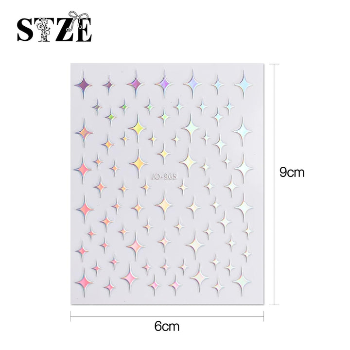 12 Sheets Aurora Nail Art Stickers Decals Self-Adhesive Pegatinas Uñas Glitter Holographic Star Heart Nail Supplies Nail Art Design Decoration Accessories