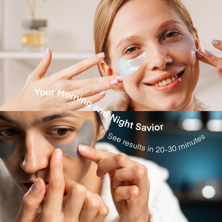 under Eye Patches for Dark Circles - 60 Korean Hydrogel Masks for Puffiness, Bags with Caffeine, Hyaluronic Acid, Niacinamide - Undereye Brightening, Hydrating, Anti-Wrinkle & Cooling