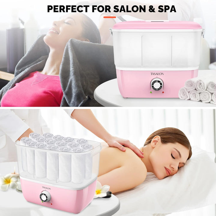 Hot Towel Steamer for Facials, Hot Towel Warmer Quickly Heats up in 5 Minutes, Portable Towel Machine Fits 16 Mini Towels, Salon Equipment Towel Warmer for Facials, Spa, Massage, Pink