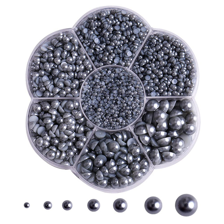 5800 Pcs Half Pearls for Crafts, Flatback Pearls for Artwork Making, DIY Rhinestones Accessory Nail Art, Face Gems Jewels Flat Back Craft Pearls - White