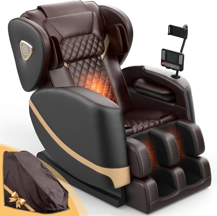 2025 Massage Chair Full Body, Zero Gravity Massage Chair with 10 Fix Rollers, Heating, Foot Massage, Auto Modes, Bluetooth Speaker, Touch Screen Controller (Upgraded Version)