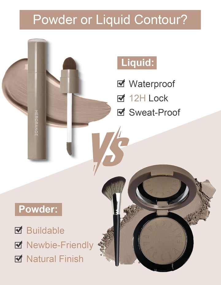 Cool Toned Liquid Contour Stick，Grey Nose Contour with Brush for Fair Pale Light Olive Skin,Long Lasting Cream Bronzer Gray, Blendable Lightweight Contouring Makeup Vegan & Cruelty-Free#01