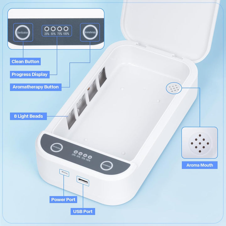 Nail Tool Sterilizer with Blue Light,Portable USB Sterilizer for Nail Tools Nail Cleaning Box Beauty Tool Cleaner Machine for for Nail Salon, Tweezers, Jewelry, Phone, Manicure Tools Cleaning