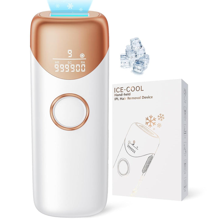 Laser Hair Removal  IPL Hair Removal Device with 5℃ Ice Cooling, 3 in 1 Painless Hair Removal for Women Men Permanent Face Body Beauty Care (Gold)