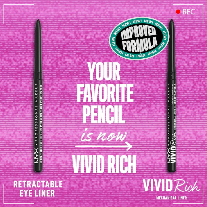 Mechanical Eye Pencil,Vivid Rich Mechanical, Creamy Retractable Eyeliner - Always Onyx, Black Eyeliner