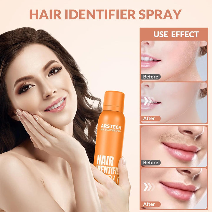 Hair Identifier Spray for Face Shaving Dermaplaning Tool Dermaplane Razor for Women Face Skin Body Dermaplane Spray for Women Face with 4 Face Razor for Face Shaver Kit Facial Hair Spray Hair Removal