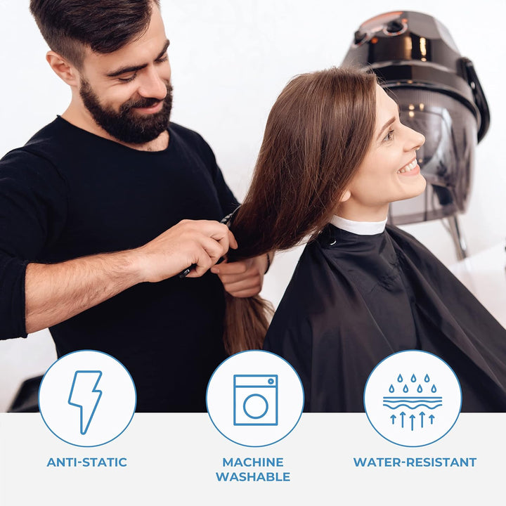 Forpro Low Fluorine Makeup Cape, Professional Mid-Length Beauty Cape with Adjustable Velcro Closure, 27.5" X 30", Black