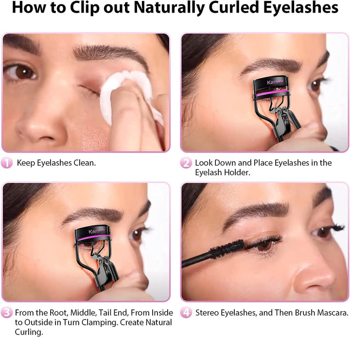 Eyelash Curler with Pads, Lash Curler with 5 Extra Silicone Replacement Pads, Achieve Perfect Curls in 5 Seconds