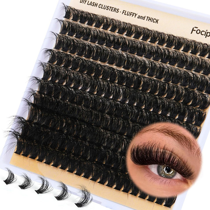 Lash Extension Kit Thick Eyelash Extension Kit 10-18Mm Fluffy Lash Clusters 200D Individual Eyelashes Kit with Lash Bond, Lash Remover, Lash Applicator, DIY Lashes Extension