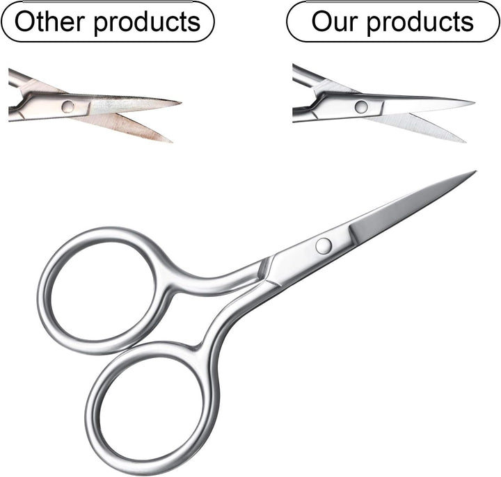 3 Pack Small Nose Scissors Facial Hair Trimming Mini Beauty Stainless Steel Grooming Pointed Scissor for Grooming Eyebrows, Nose, Mustache, Beard
