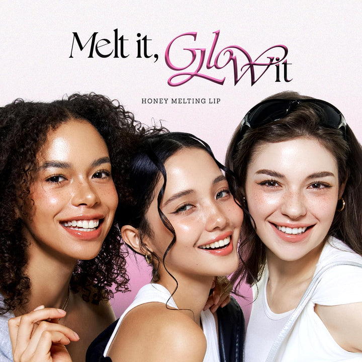 HONEY MELTING LIP GLITTER & PLUMPING (16 MIDNIGHT SPARKLE) SOFT LIP STICK Moisturizing Gloss, Volumizing Formula, Color Changing Sheer Tint, Shine Glimmer Finish, Korean Make Up