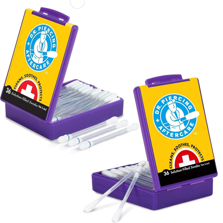 Swabs – Piercing Bump Saline Solution for Cleansing Earring, Nose, Belly, and Ear Piercings – Gentle Saline Wash for a Refreshing Experience – 36 Easy-To-Use Swabs (1-Pack)