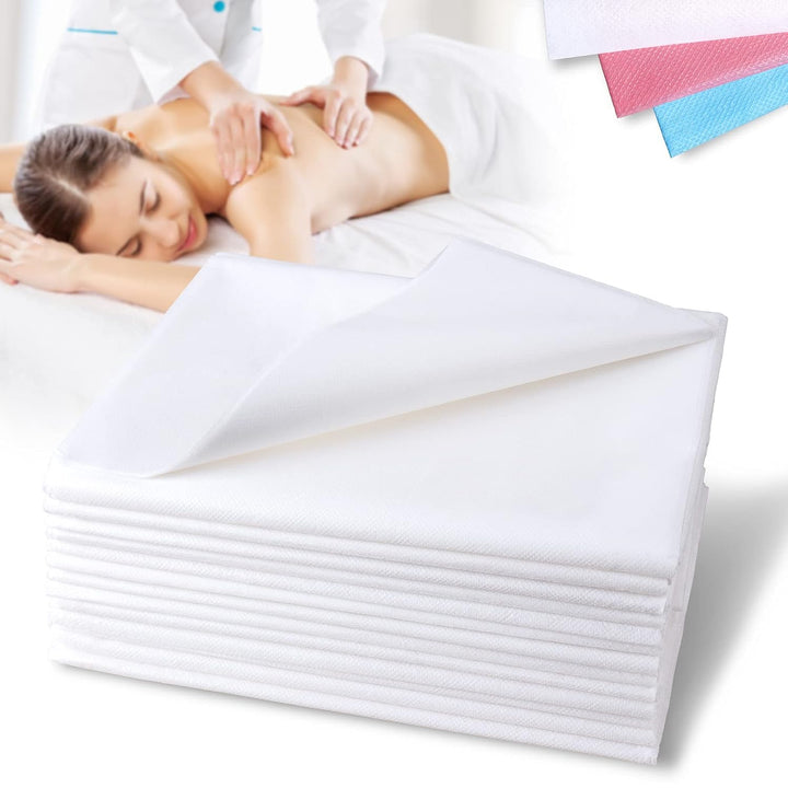 Disposable Bed Sheets Bed Cover for SPA Tattoo Massage Table Hotels 31" X 78" Non Woven Fabric White 20Pcs