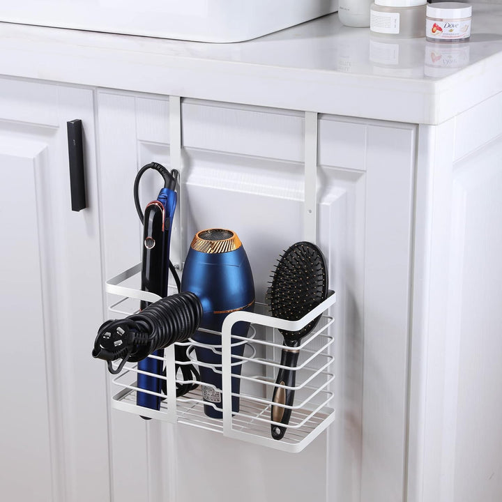 Hair Dryer Holder Adjustable Height - Hair Tool Organizer White Bathroom Organizer Hot Styling Tools Storage for Hair Dryer, Flat Iron, Curling Iron, Straightener