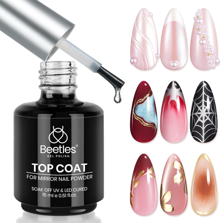 No Wipe Gel Top Coat - Clear Color Top Coat Gel Nail Polish Shine Finish and Long Lasting, Soak off Nail Lamp, 15Ml Christmas Nails Gifts for Girls