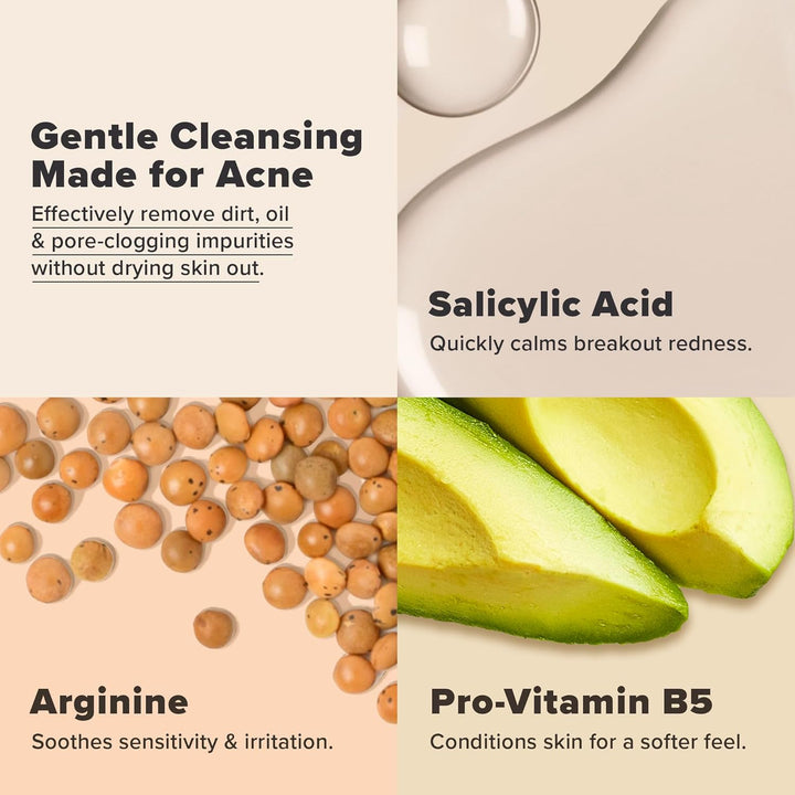 CLEAR Pore Normalizing Facial Cleanser, Acne Daily Face Wash, Salicylic Acid Face Cleanser for Clogged & Enlarged Pores, Redness & Blackheads, Fragrance Free