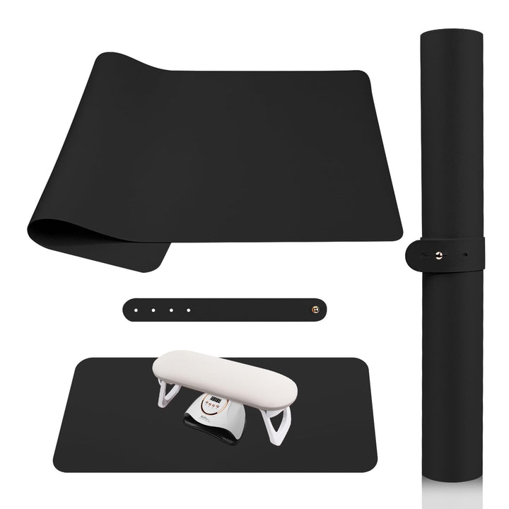 Nail Art Table Mat, (MAT ONLY) Soft Microfiber PU Leather Nail Hand Rest for Nail Arm Rest Cushion, Foldable Nail Art Rest Pillow Manicure Pad Desk Mat - Pink